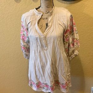 Boho, embroidered, 3/4 sleeve, long top, XL, EUC | offer in description